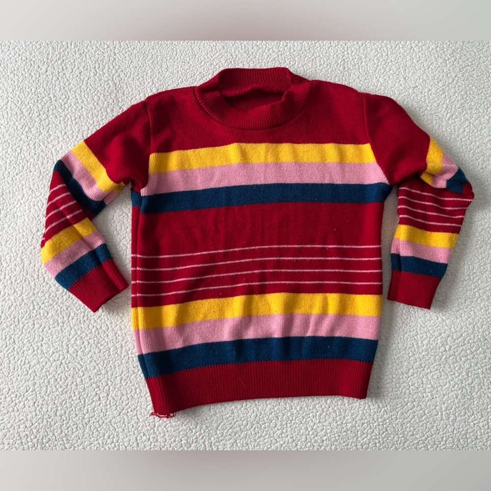 Vintage Striped Sweater, Red Pink. Approx sz 4-5T. Vibrant Fun - Picture 1 of 3